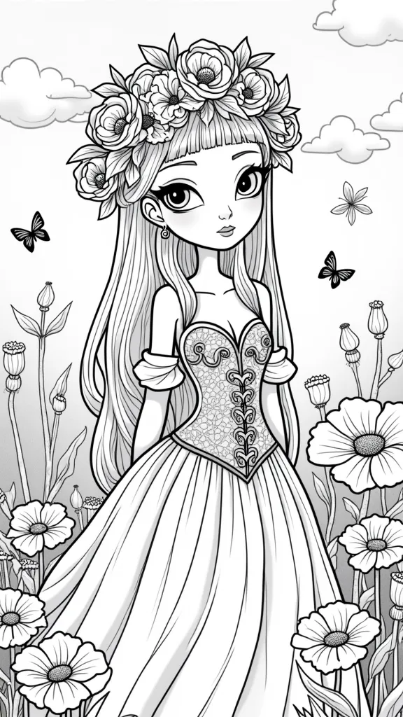 queen poppy coloring page